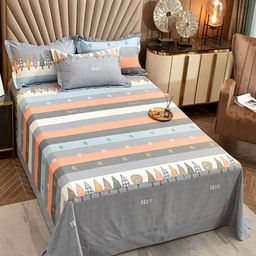 JC HOME Grey Striped 240 TC Cotton King Bedsheet with 2 Pillow Covers-picture-20