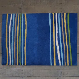 ZEBA Blue Striped Hand-Tufted Rectangular Carpet image 2