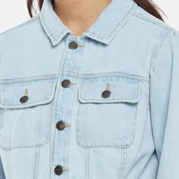 Honey by Pantaloons Women Blue Crop Denim Jacket image 5