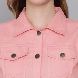 BAESD Spread Collar Cotton Crop Denim Jacket image 3