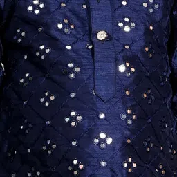 BAESD Boys Embroidered Dupion Silk Straight Kurta With Patiala image 4