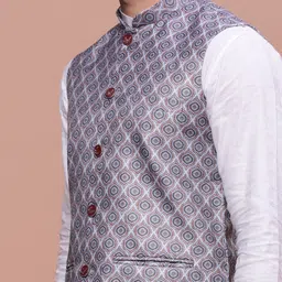 SHOWOFF Printed Slim-Fit Nehru Jacket image 2
