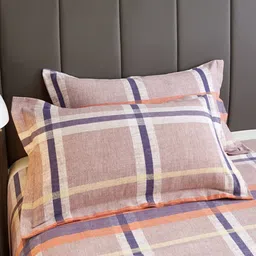 JC HOME Brown & Purple Geometric 220 TC King Bedsheet with 2 Pillow Covers image 4