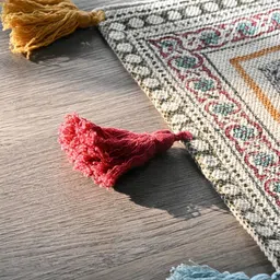 Art Avenue Grey & Green  Ethnic Motifs Printed Cotton Carpet image 4