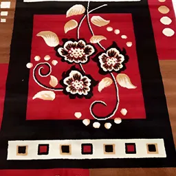 Safiya Carpet Red Floral Water Resistant Carpets image 3