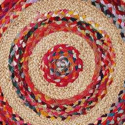 Decazone Beige & Red Floral Cotton Carpet image 5