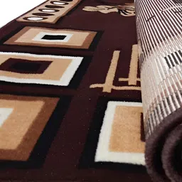 Safiya Carpet Brown & White Floral Printed Water Resistant Carpets image 3