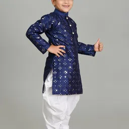 BAESD Boys Embroidered Dupion Silk Straight Kurta With Patiala image 5