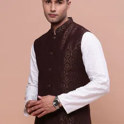 SHOWOFF Woven-Design Slim-Fit Nehru Jacket image 3