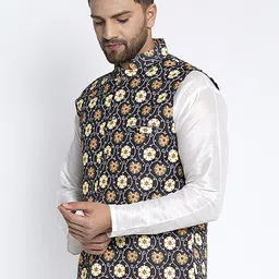 Benstoke Men Multi-Coloured Woven-Design Nehru Jackets image 3