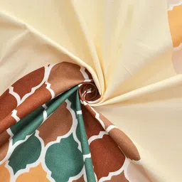 Florida Cream-Coloured & Green Geometric 144 TC Single Bedsheet with 1 Pillow Cover image 3