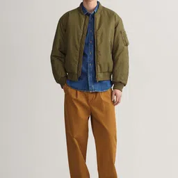 GANT Men Green Checked Bomber Jacket image 3