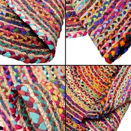 Decazone Red & Brown Traditional Cotton Carpet image 3