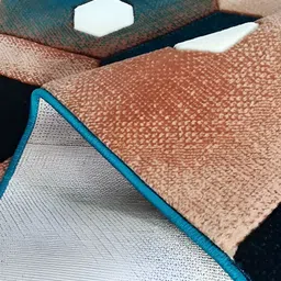 SANA CARPET Blue Printed Rectangle Anti-Skid Carpet image 3