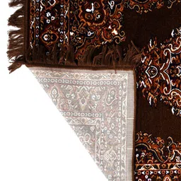 Kuber Industries Brown & White Printed Velvet Carpet image 4
