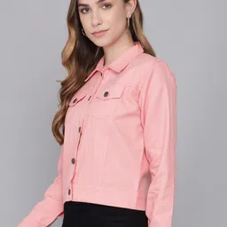 BAESD Spread Collar Cotton Crop Denim Jacket image 2