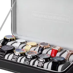 KriShyam Black 12 Slot Zipper Portable Watch Display Box image 1