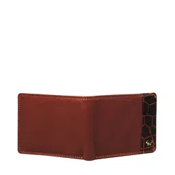 CALFNERO Men Brown & Black Colourblocked Leather Two Fold Wallet image 3