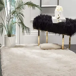 Safiya Carpet Beige Solid Anti-Skid Polyester Carpets image 2