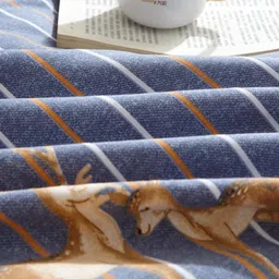 JC HOME Blue & Yellow Striped 220 TC King Bedsheet with 2 Pillow Covers image 2