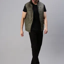 ONN Men Olive Green Sleeveless Puffer Jacket image 3