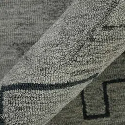 saraswatii global Grey & Black Geometric Printed Woollen Rectangular Carpet image 5