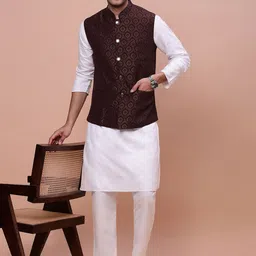 SHOWOFF Woven-Design Slim-Fit Nehru Jacket image 5