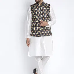 Benstoke Men Multi-Coloured Woven-Design Nehru Jackets image 4