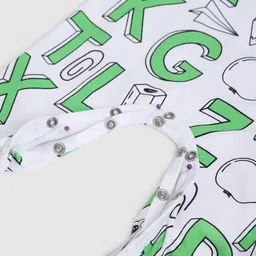 berrytree Infant Kids White & Green Printed Slim Fit Organic Cotton Sleepsuit image 5