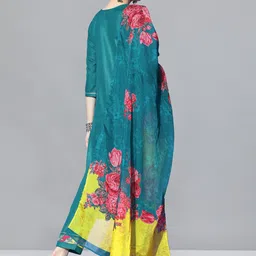 SheWill Floral Embroidered Regular Gotta Patti Kurta With Trousers & Dupatta image 5