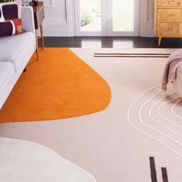 Safiya Carpet Beige Abstract Woollen Carpets image 2