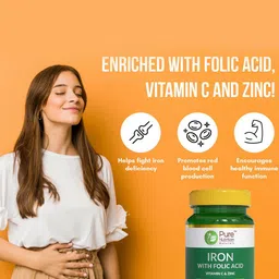 Pure Nutrition Iron Folic Acid Supplements - 60 Tablets image 2