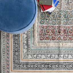 Art Avenue Grey & Green  Ethnic Motifs Printed Cotton Carpet image 2