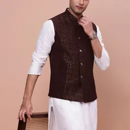 SHOWOFF Woven-Design Slim-Fit Nehru Jacket image 1