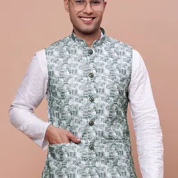 SHOWOFF Woven-Design Slim-Fit Nehru Jacket image 1