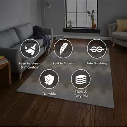 Sapana Carpet-Mats Grey & Beige Abstract Anti-Skid Carpet image 2