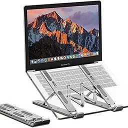 QueryZen 9 Aluminium Desk Stand Laptop Stand with Adjustable Height Compatible with Universal Laptops image 4