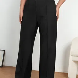 pp vastram Women Straight Fit Black Lycra Blend Trousers-picture-16