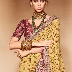 Anouk Bandhani Embroidered Pure Georgette Bandhani Saree image 3