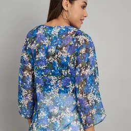 Amagyaa Floral Print Slit Sleeve Georgette Top image 5