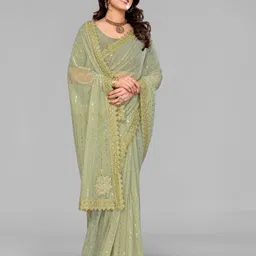 houseofcommon Embellished Bollywood Lycra Blend Saree image 4