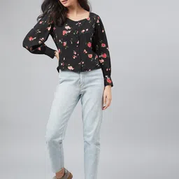 rare Women Regular Fit Printed Mandarin Collar Casual Shirt image 5