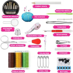 oytra Sewing Kit 99 Pcs Threads Needles Scissors Buttons Tape Tools for Stitching DIY image 2