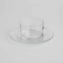 pasabahce Side 200ml Transparent Glass (Set of 6) Tea Cup and Saucer Sets image 2