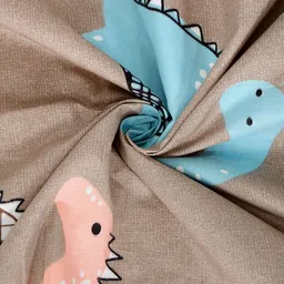 KLOTTHE Taupe & Blue Graphic 210 TC 2 Single Bedsheet with 2 Pillow Covers image 5