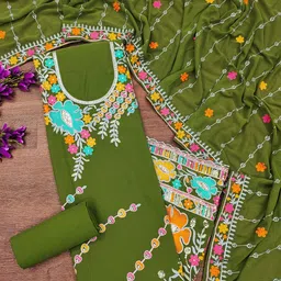 KALINI Ethnic Motifs Embroidered Silk Georgette Sequinned Unstitched Dress Material image 2