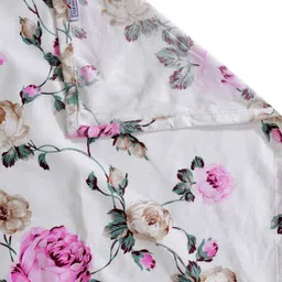 FABINALIV White & Pink Floral 300 TC Single Bedsheet With 1 Pillow Cover image 2