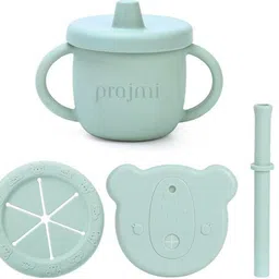 prajmi Silicone Sippy Cup with 3 lids and Straw for 6+ months Baby 250 ml-picture-27