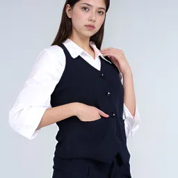 rocksy Solid Women Waistcoat image 4