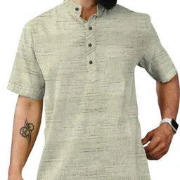 fabrixa Pack of 2 Men Woven Design, Self Design, Striped Khadi Cotton Straight Kurta image 2